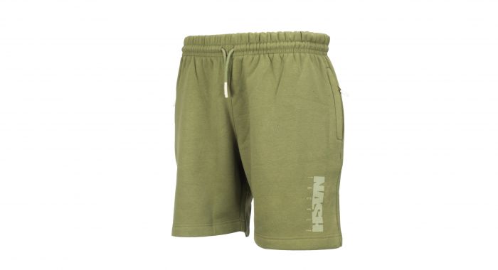 green jogger shorts